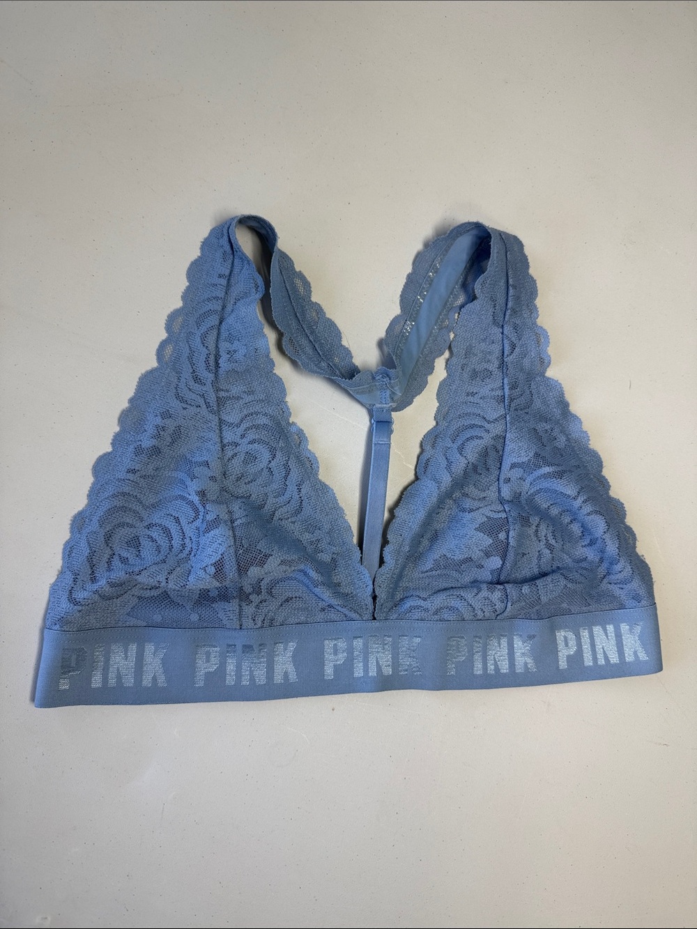 PINK Victoria's Secret Light Blue Lace Racerback Bralette